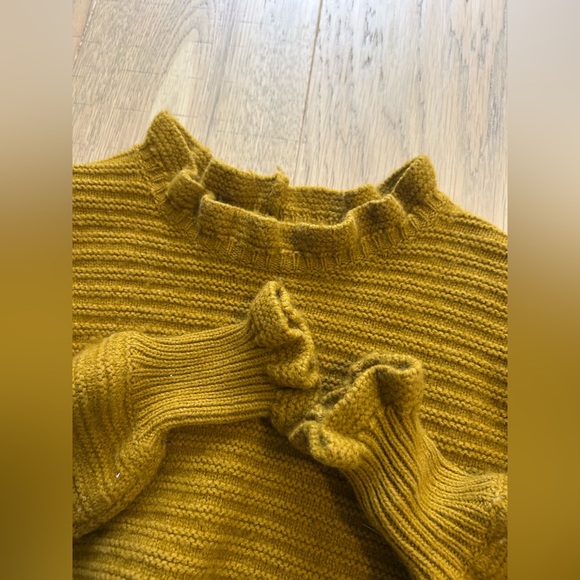 Madewell Ruffle-Trim Ribbed Sweater in Marigold Yellow - Picture 5 of 6